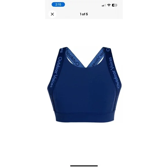 Outdoor Voices Disney Blue Goofy Snacks Sports Bra Women size Small